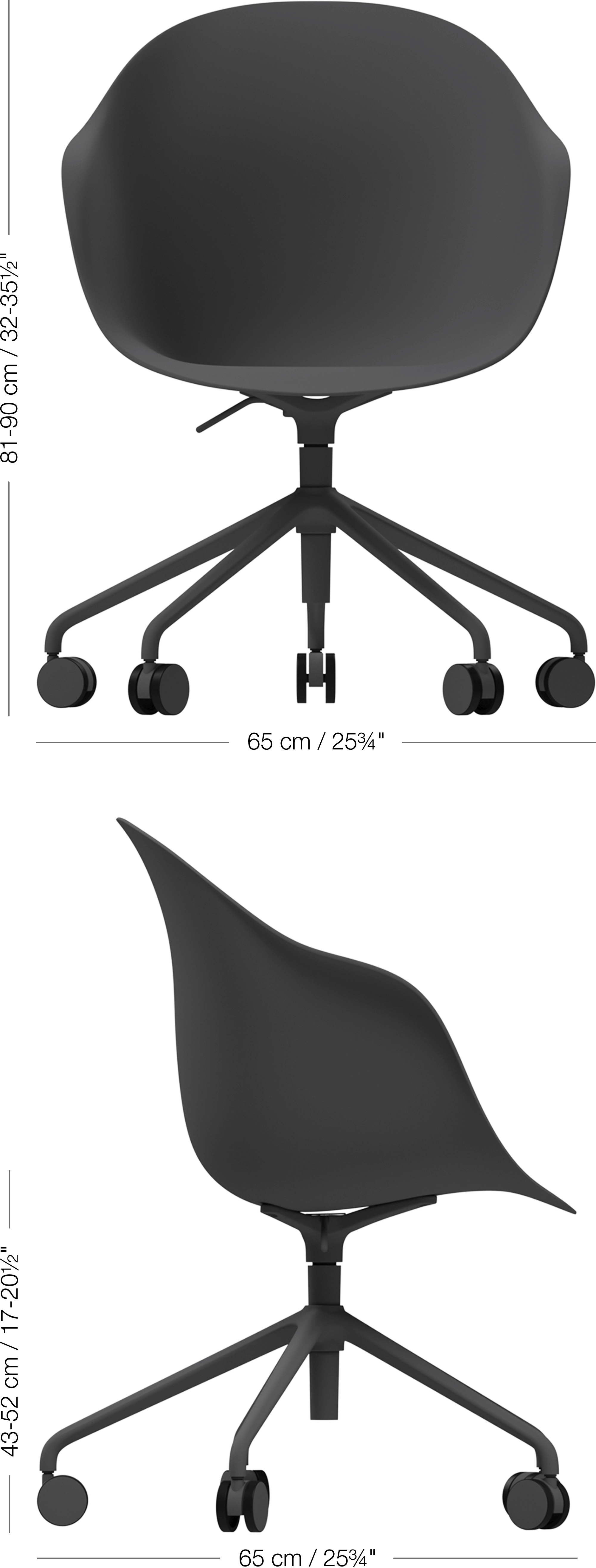 BoConcept ADELAIDE キャスター デスクチェア ダークグレー BoConcept ADELAIDE CHAIR / ボーコンセプト アデレード チェア 肘なし